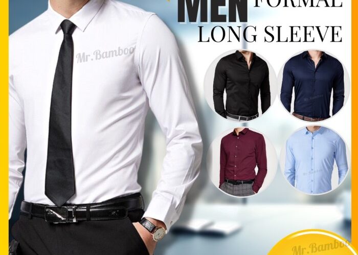 Mens white slim fit dress shirt